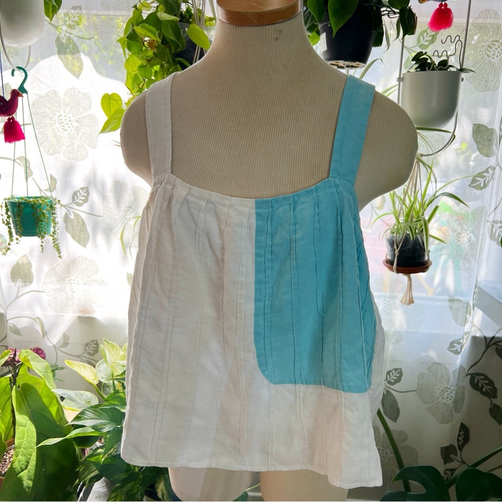 Mara Hoffman White and Light Blue Tank Top